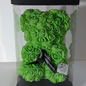 Orsetto di rose artificiali verde chiaro h 26 Cm