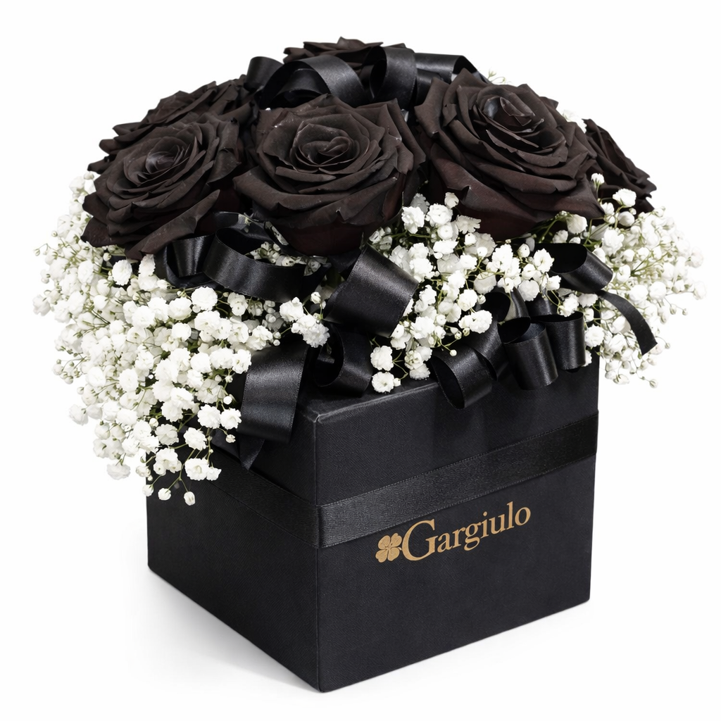 Box Esclusiva con Rose Nere e Velo da Sposa